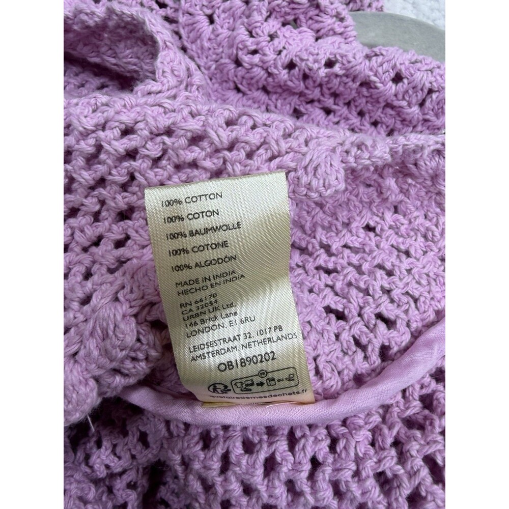 Free People Crochet Top Women Lily Lilac Collared Preppy Boho Retro Small NWT - Picture 10 of 11